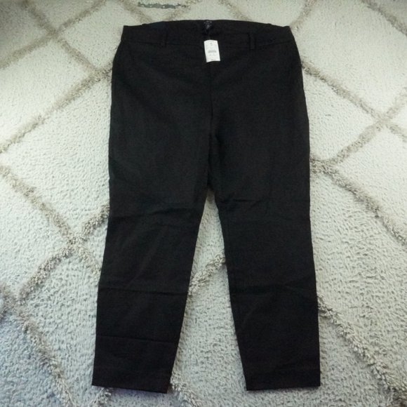 J Crew Winnie Crop Pants Women Plus Size 16 Black City Fit Zipper Side NEW